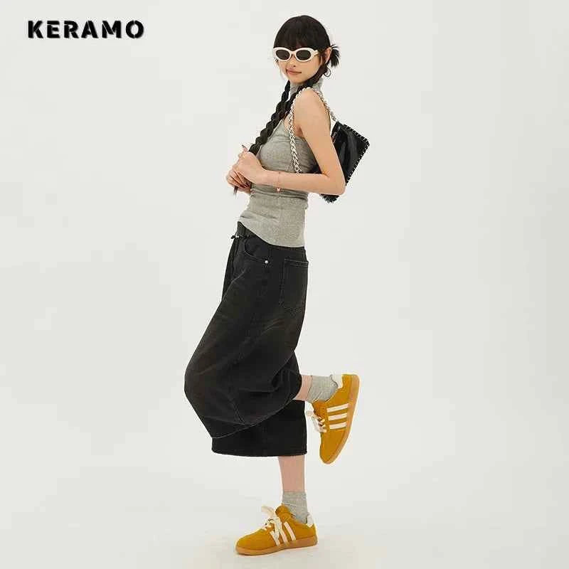 Fashion Harajuku Vintage High Waist 2000S Blue Denim Shorts Women's Casual Loose Fit Y2K Punk Streetwear Style Baggy Shorts
