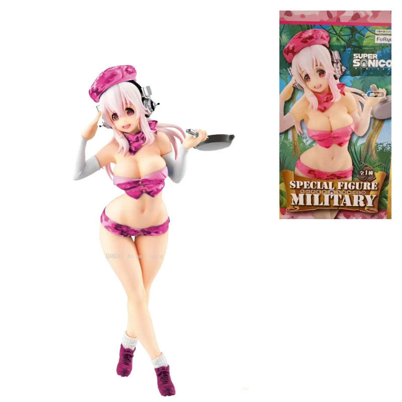 In Stock 100% Original Genuine FuRyu 18cm Super Sonico PVC Anime Collection Cute Models Doll Collectible Toys Birthday Gift