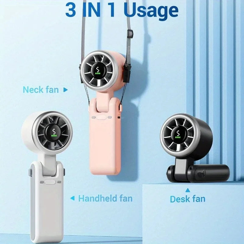 3-in-1 Fan, 5-speed, 3600mAh Rechargeable Lithium Battery, USB Charging, Travel Mini Fan