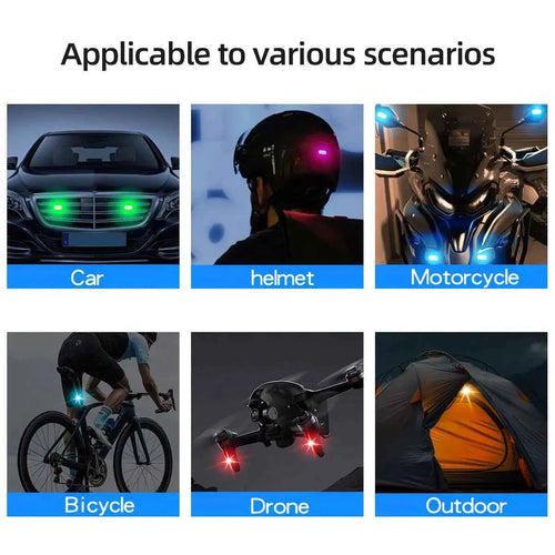 1/2/4pcs Wireless LED Strobe Lights Car Decor Atmosphere Light 8 Colors Rechargeable Led Lights Anti-Collision LED Warning Light