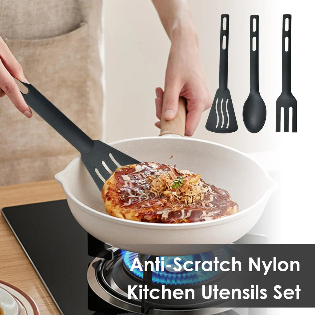 Kitchen Tool Set Nylon Cooking Tools Set Sturdy Cutlery Kit With Non-Stick Spatulas Comfortable Handle Cookware Accessories