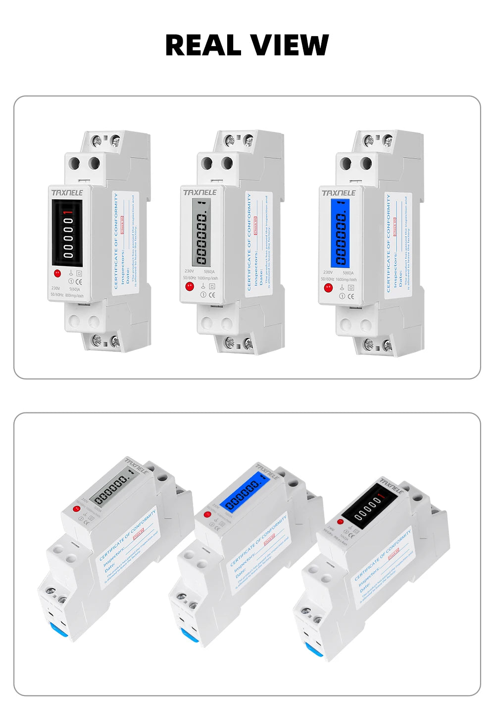 18mm Single Phase 1P 2 Wire Digital Wattmeter Power Consumption Analog Energy Meter kWh AC 230V 50Hz LCD Electric Din Rail Mount