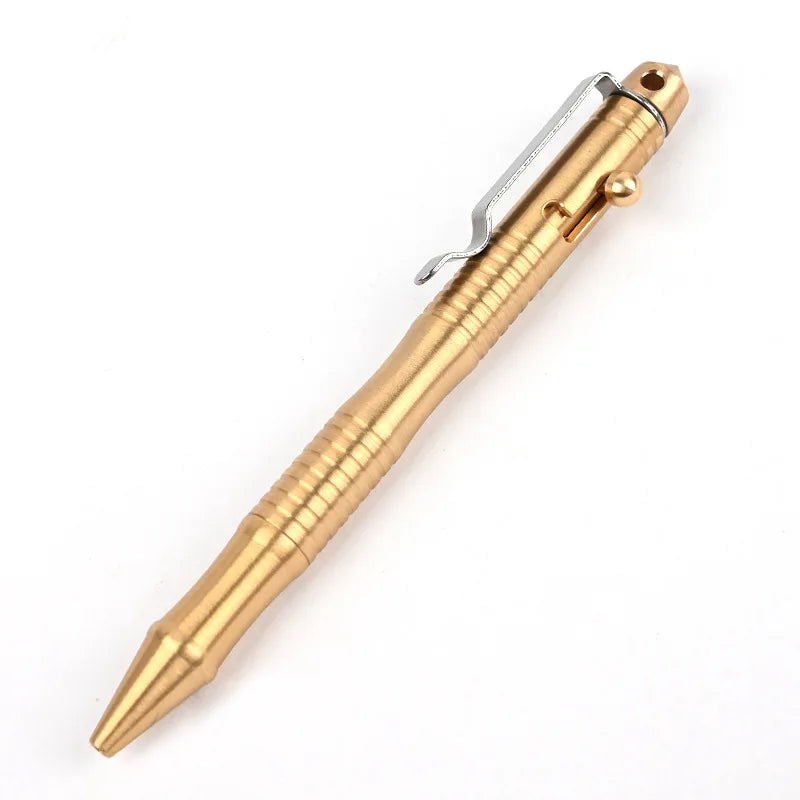 New Self-Defense Brass Tactical Pen High Quality Bolt Switch Ball Point Writing Pen For Outdoor Camp EDC Tool Gift Box