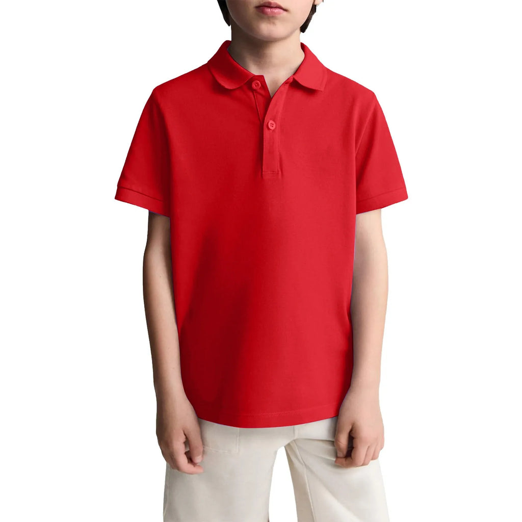 Polo Shirts Kids Basic Simple School Student Uniforms Class Uniforms Cultural Shirts Quick-Drying Turn-Down Collar for 6-11years
