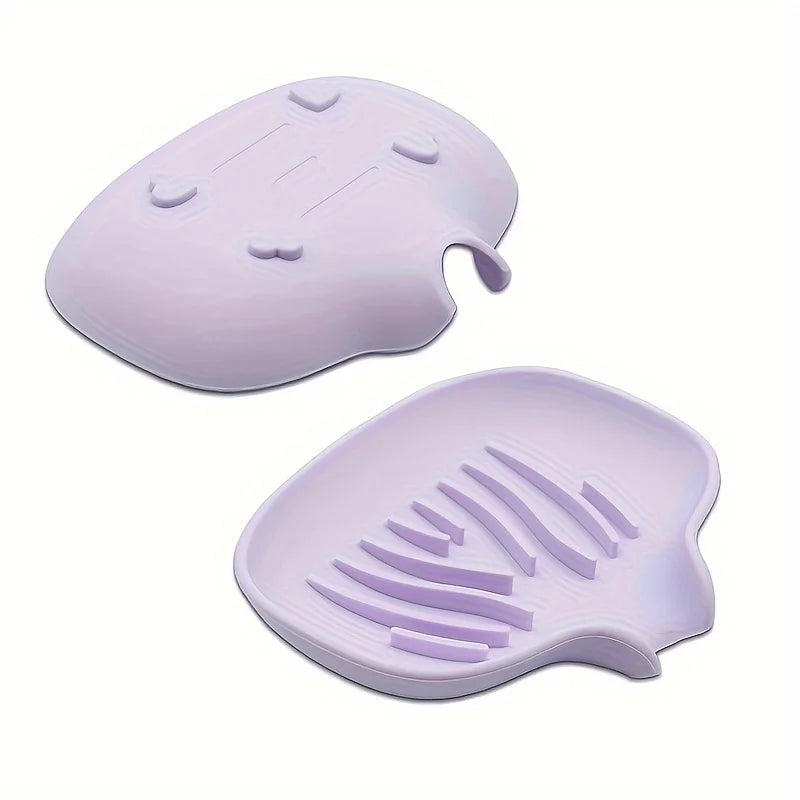 Light Purple Color Silicone Soap Dish for Bathroom Sink with Drainage Design