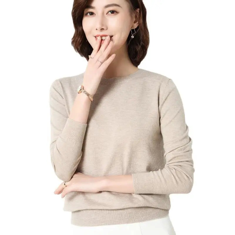 Women Sweaters 2026 O-neck Long Sleeve Autumn Winter Pullovers Fashion Korean Sweaters Bottoming Shirts Slim Knitwear Jumpers