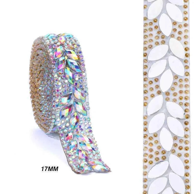 Ducrystal 1Yard Motif Rhinestone Chain AB Color Horse eye Crystal Rhinestone Ribbon for DIY Shoes, bags, Dresses Decoration