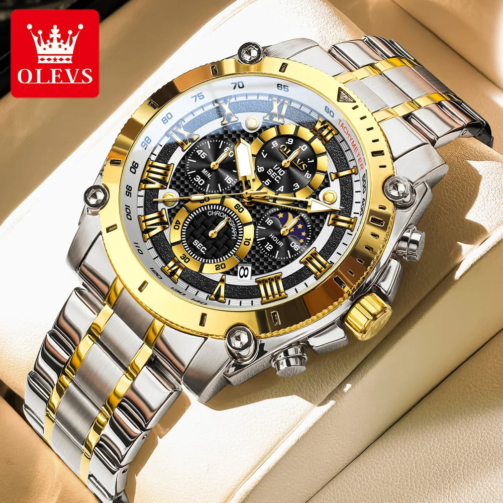 OLEVS Watches Man 3689 Multifunctional Sports Quartz Watch 30m Waterproof Luminous Date Mens Watch Original Business Brand