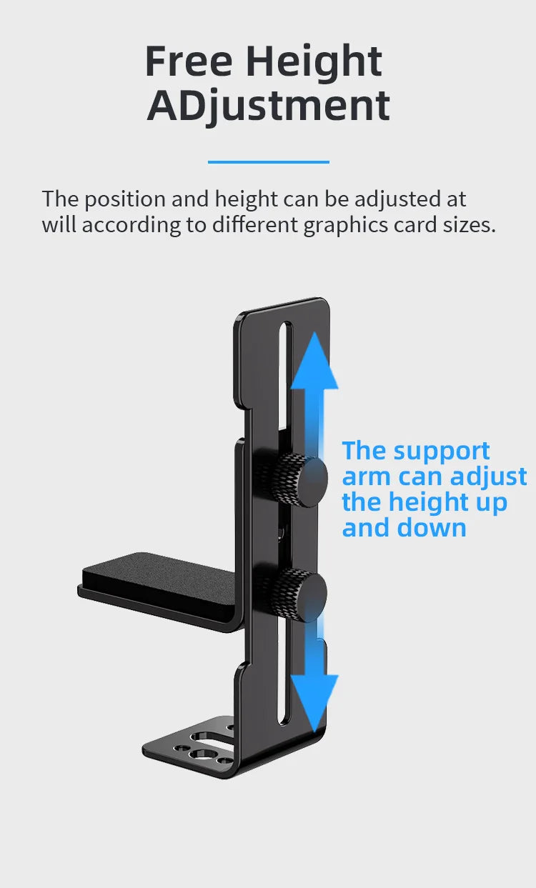 TEUCER  GPU Fan Metal Fixed Support Frame Adjustable Height 6-96mm For RTX Graphics Card Bracket