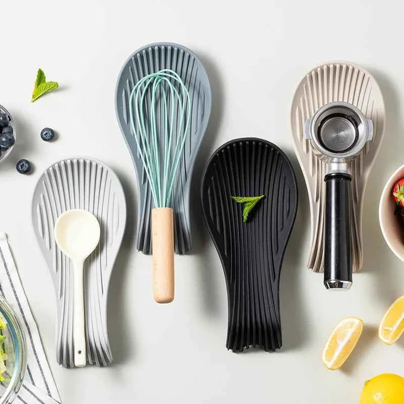 Silicone Kitchenware Tray, Kitchen Spatula, Soup Spoon, Silicone Spoon Holder, Household Thick Insulated Silicone Spoon Pad