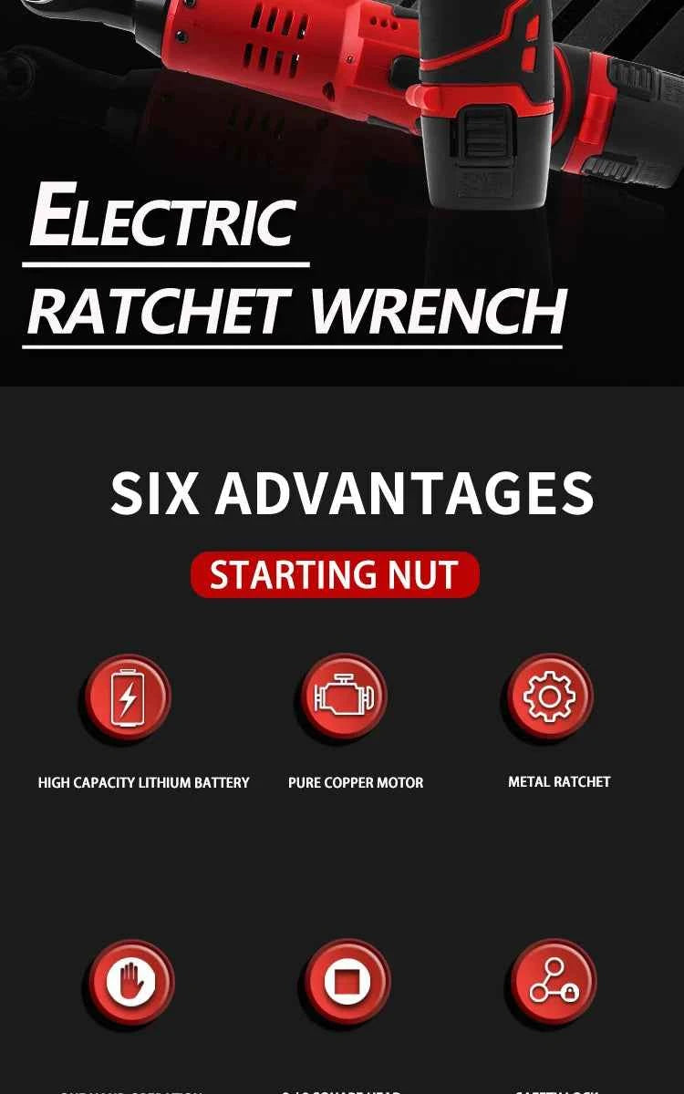 LYUWO 12V Cordless Right Angle Electric Wrench 45NM 3/8 Inch Ratchet Wrench Disassembly Nut Car Maintenance Tool With 4 Sockets