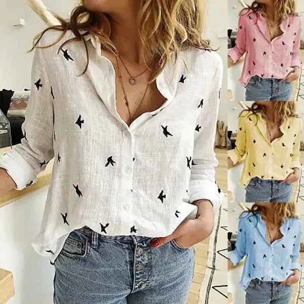 Women Casual Long Sleeve Cotton Linen Loose Shirt Elegant Solid Harajuku Lapel Blouse Vintage Oversize Tops Y2K Streetwear Tunic