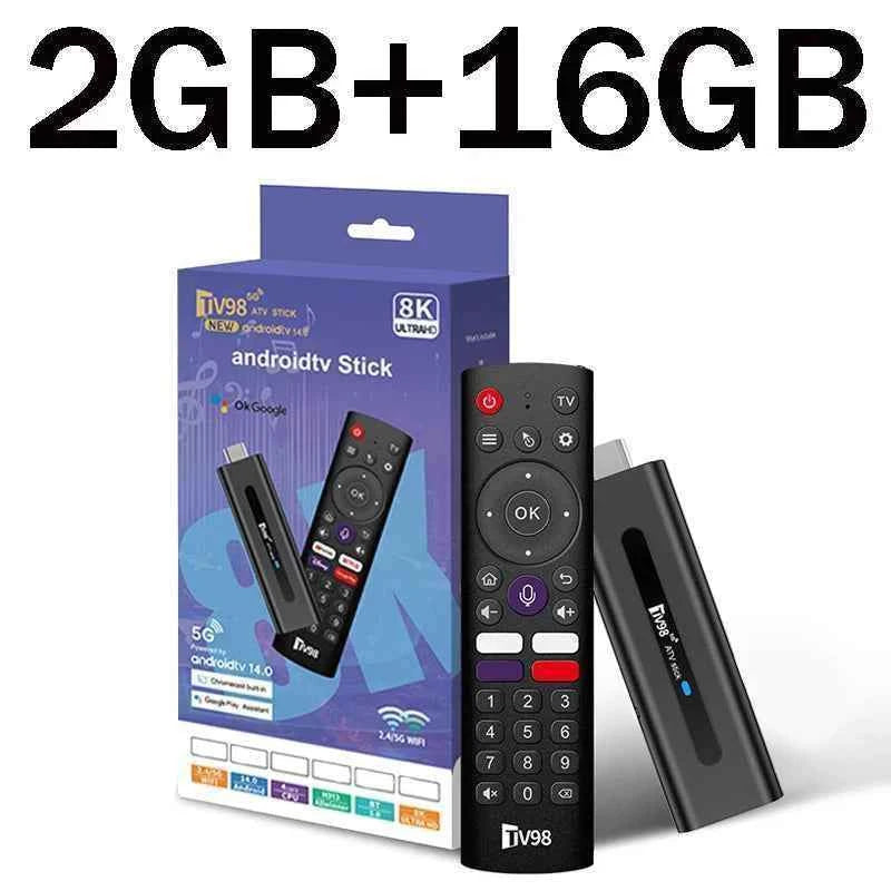 TV98 ATV Stick TV Stick Support HD 8K 4K Video BT5.0 4G 5G Dual WiFi6 Voice Remote Allwinner H313 Quad Core Smart 8GB 128GB iptv