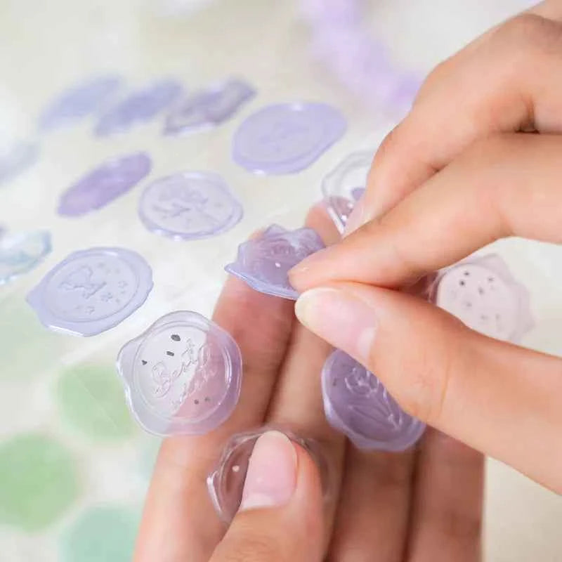18pcs, Vintage Wax Seal Stamp Stickers, DIY Scrapbooking Journal Planner Decorations Stationery Envelope Sealing Tags