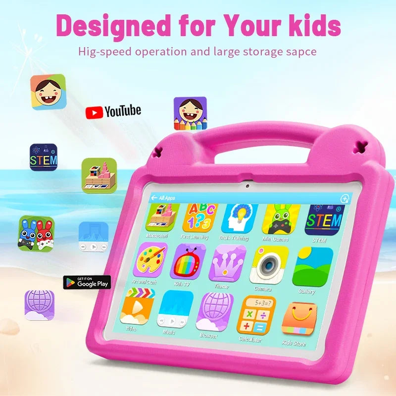 Kids Tablet Android 15 Tablet 10.1inch for Kids with Protective Case Octa-Core 8GB 64GB 1TB Expand Dual Camera Parental Control