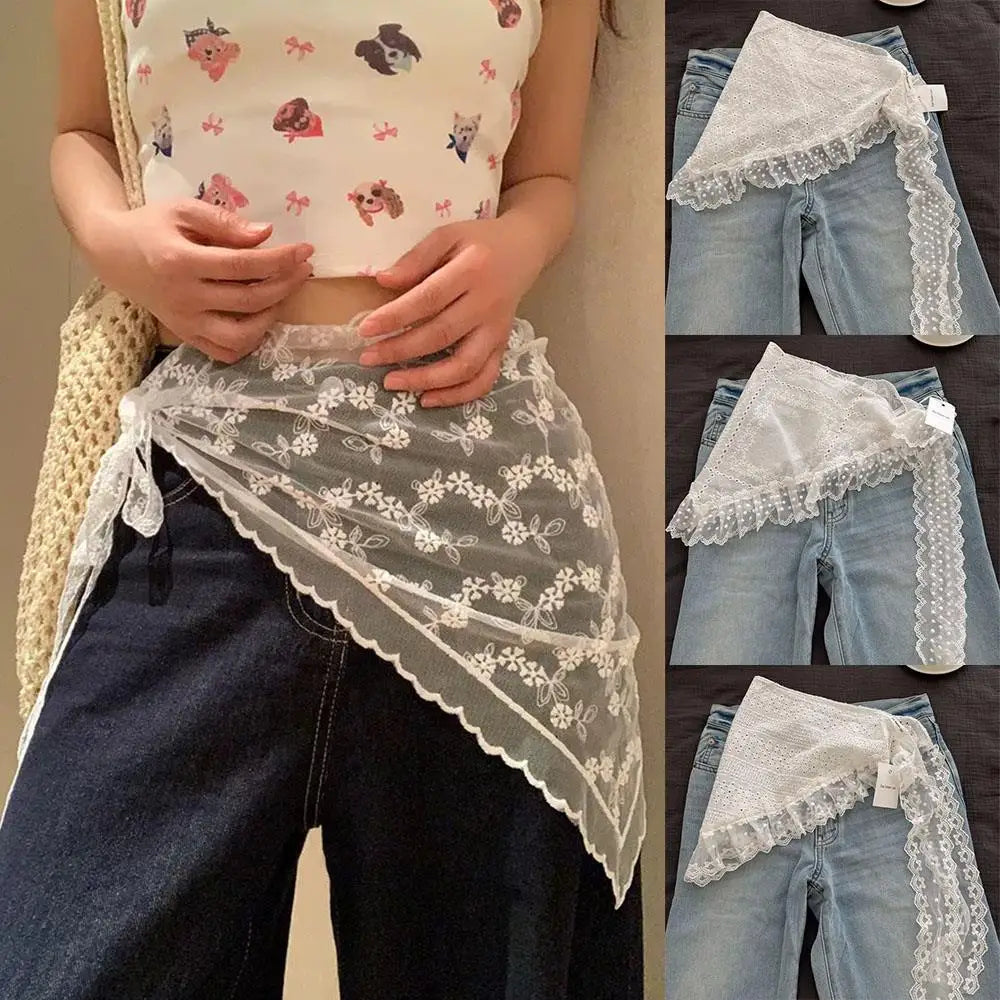INS Style Triangular Lace Handkerchief Personalized Trendy Layering Of Small Aprons Soft Versatile Korean Headscarf Hair Scarves