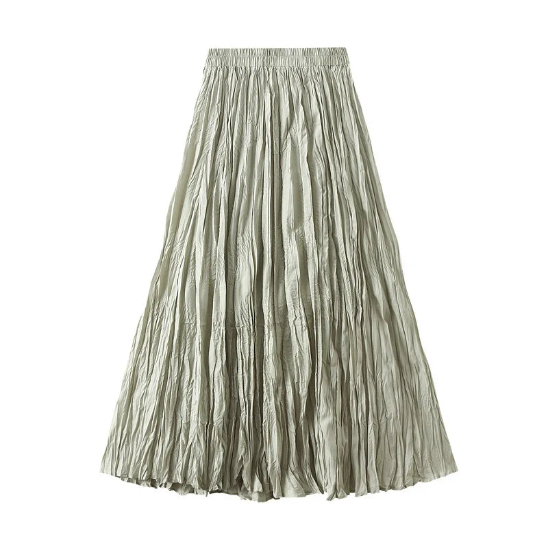 Fashion Pleated A-line Skirts for Women Casual Saia Midi Harajuku Long Skirt Jupe Femme Vintage Streetwear Faldas Woman Clothes