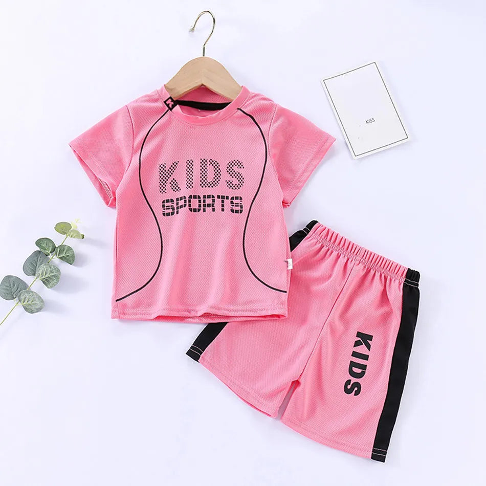 Baby T Shirt Shorts Boy Girl Summer Quick Drying Tops Bottoms Kids 2 Pcs Clothing Set Children Sleepwear Football Sport Clothes