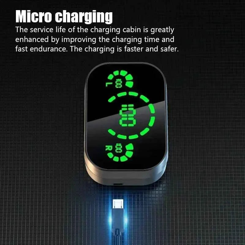 Wireless Bluetooth Earbuds With Mic – LED Display Case