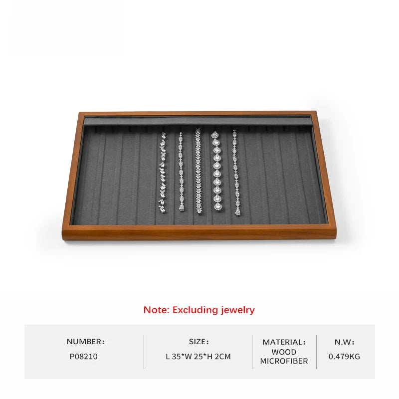 Oirlv Gray Wooden Jewelry Tray  Jewelry Display Viewing Plate Ring Pendant Bracelet Storage Plate Display Tray Jewelry Organizer