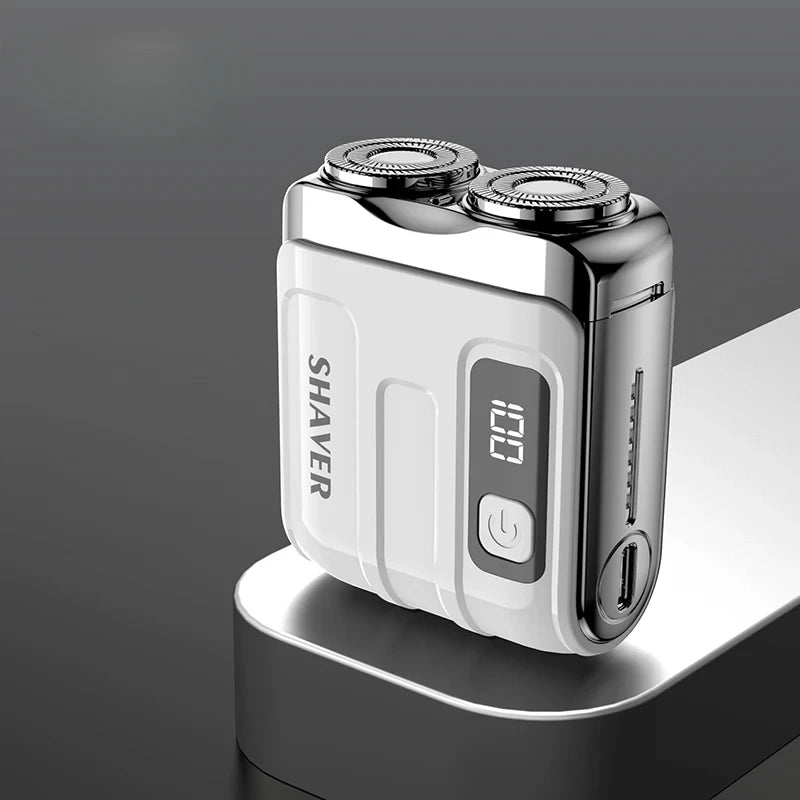 Mini Electric Smart Shaver Household Car Shaver Digital Display Dual Blade Rechargeable Shaver Powerful Beard Trimmer Tool