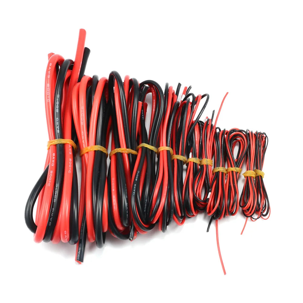 10m/lot Silicon Wire 8 10 12 14 16 18 20 22AWG Heatproof Soft Silicone Silica Gel Wire Cable (5m Red+5m Black) DIY Part