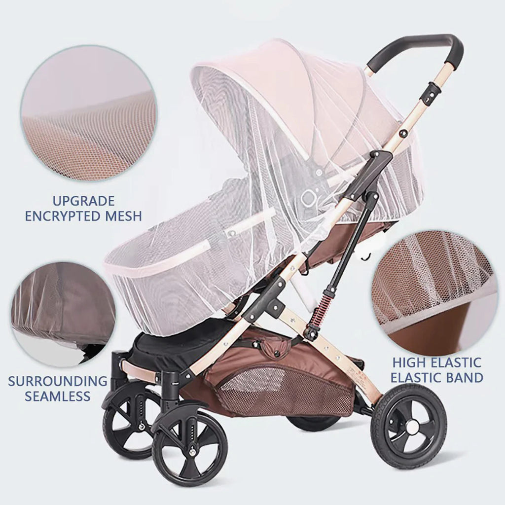 Baby Stroller 360 ° Full-Cover Mosquito Net for Baby Strollers; Universal Encrypted Anti-Mosquito Net for Strollers; Portable Insect-Proof and Light-Blocking Large Mosquito Protection Net Cover.