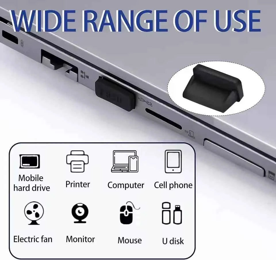 Dust Plug for USB -A Charger Port Cover Cap Female Jack Universal Silicone Dustproof USB-A Ports Protector PC Notebook Laptop