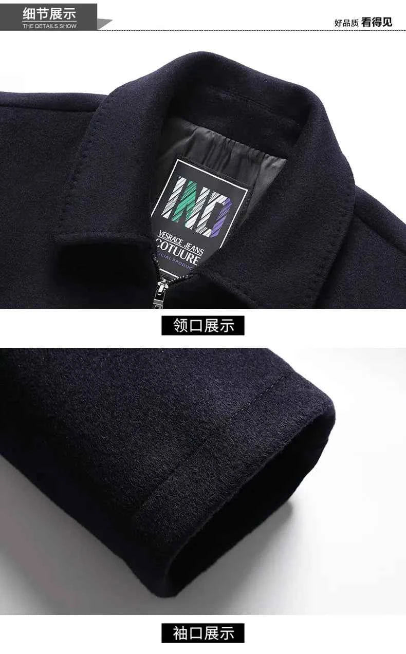 High-end men's fashionable, cool, versatile, trendy and casual woolen executive jacket, dad's suit lapel coat