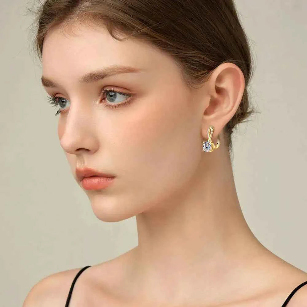 Taoyu D2.0CT Moissanite Drop Hie Earrings Real Silver Women Gold Plated Hoops Infinite Earring Certified Wedding Jewelry
