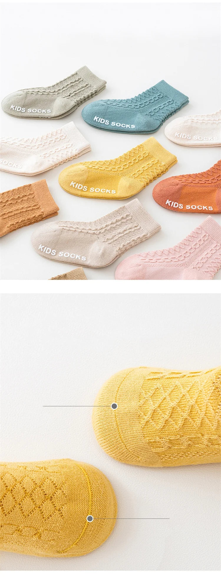 3Pairs/lot Kids Socks For Girls Boys Spring Summer Thin Soild Socks For Newborn Children's Cotton Mesh Non-slip Floor Sock 0-5Y