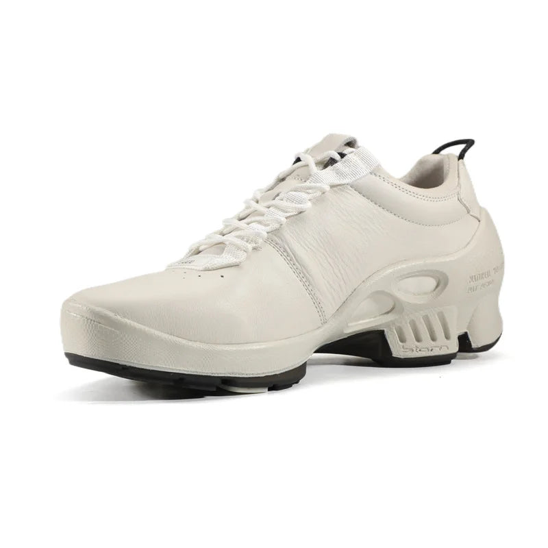 Natural Genuine Leather Shoes Men Athletic City Walk Casual Luxury Brand Cowhide Sneaker Stylish Business Office Training White