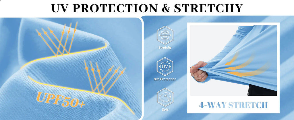 TACVASEN Sun Protection Shirts Mens Long Sleeve Hoodie Casual UV-Proof T-Shirts Breathable Lightweight Quick Dry T shirts Swim