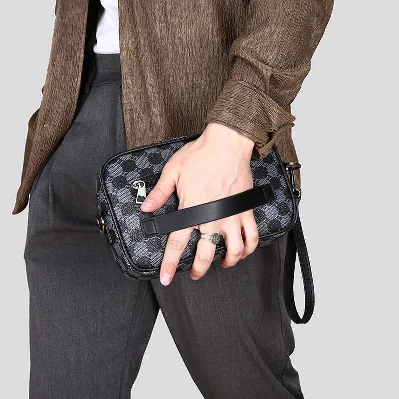 Top-quality PU Leather Men Waist Packs Business Crossbody Bags for Male Fashion Travel Storage Phone Shoulder Bags Clutch Bag