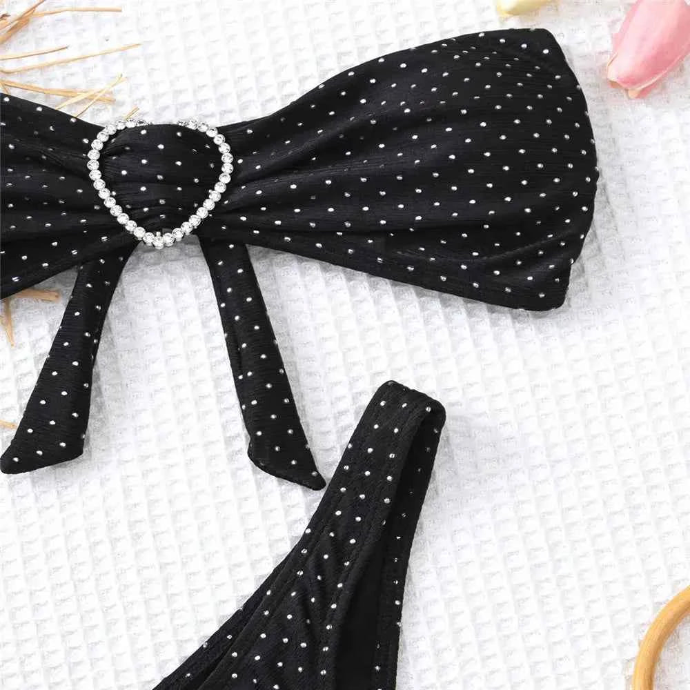 Sexy Black Shiny Swimwear Sarong String Halter Triangle Bikinis Sets 3 Pieces Rhinestone Swimsuit Women 2026 Bather Beachwear