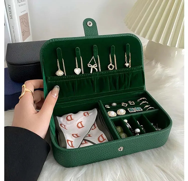 Portable Jewelry Box Jewelry Organizer Display Travel Jewelry Case Boxes Button Pu Leather Storage Zipper Jewelers Packaging