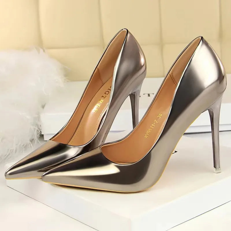 BIGTREE Shoes Classic Pumps Patent Leather Women Pumps Fashion Women Wedding Shoes High Heels Stiletto 10.5 Cm 7.5 Cm Lady Shoes