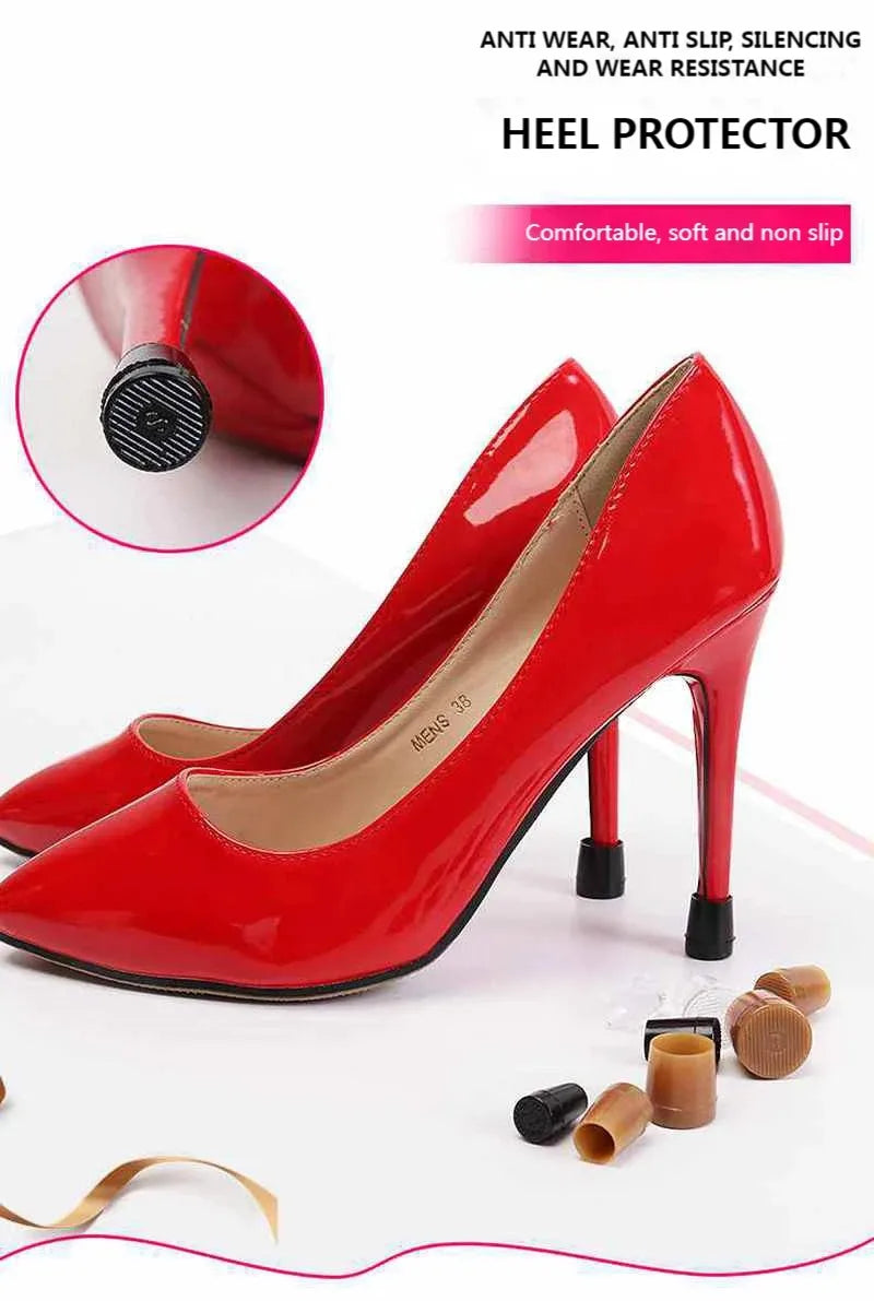 Thin Heel Protector Silicone Non-slip Wearable Heel Cover Round Woman High Heels Protective Cover TPU/PVC Material Soft Damping