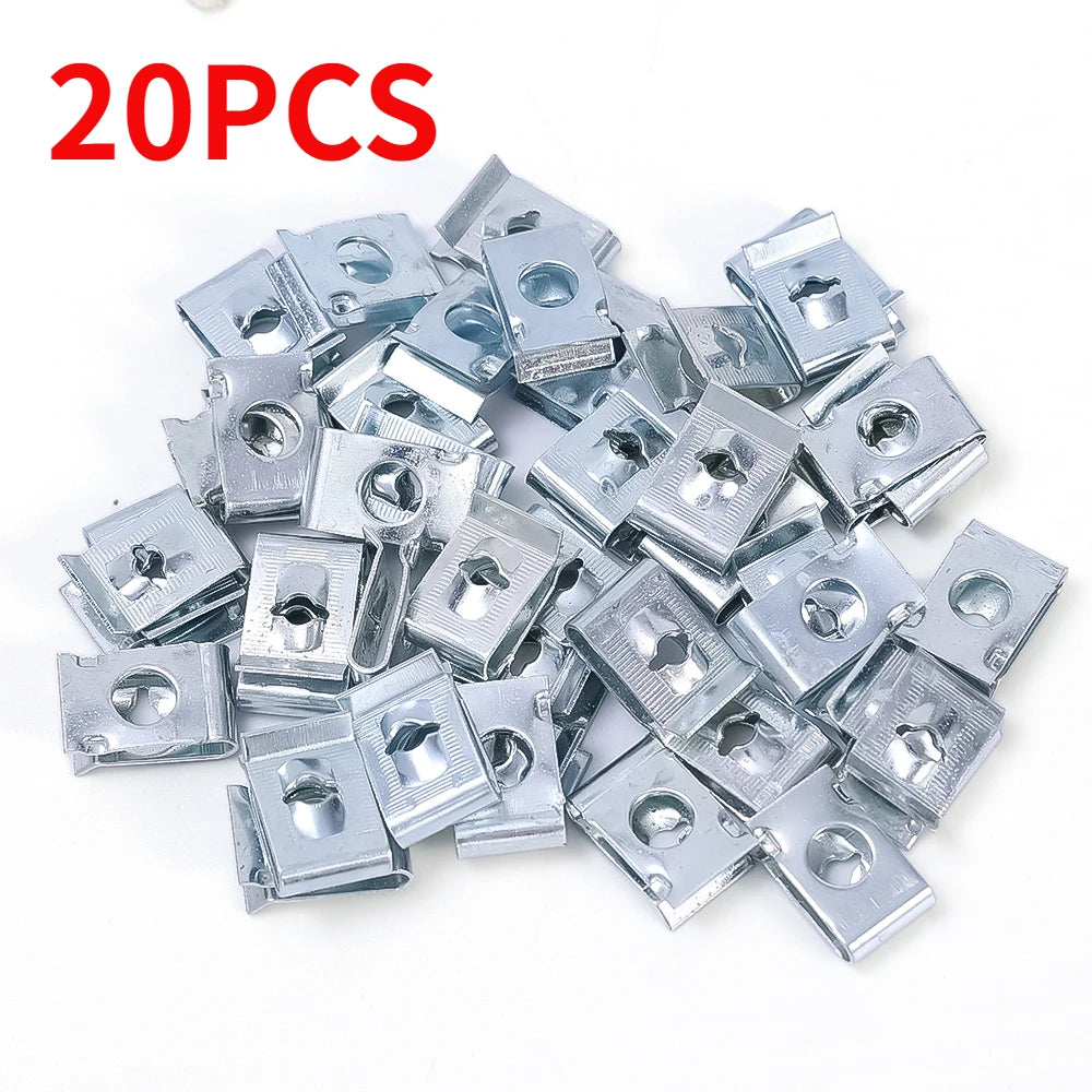 Auto Self-tapping Screw Clips U-clamp with Threaded Nut Clips Auto Fender Fastener Clips for Auto Motorcycle Scooter Parts