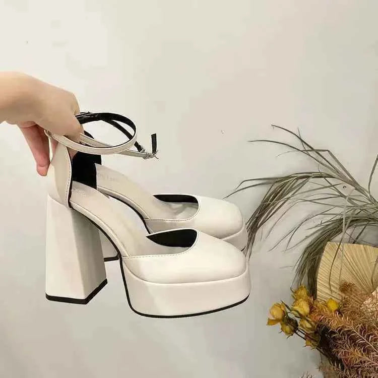 Women Classic Light Weight Round Toe Black Pu Leather Square Heel Pumps for Office Lady Shoes high heels women platform sandals