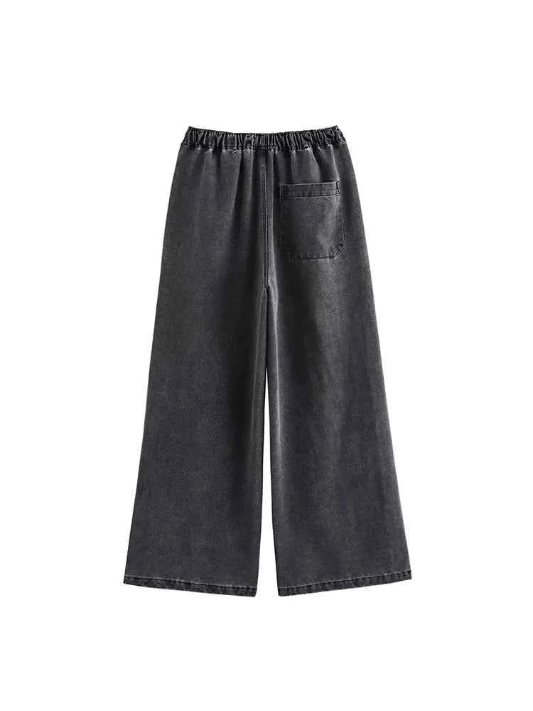 2024 Autumn Jeans Sets Women Turn-down Collar Casual Top Fashion High Waist Streetwear Female Denim Pant Two Piece Set