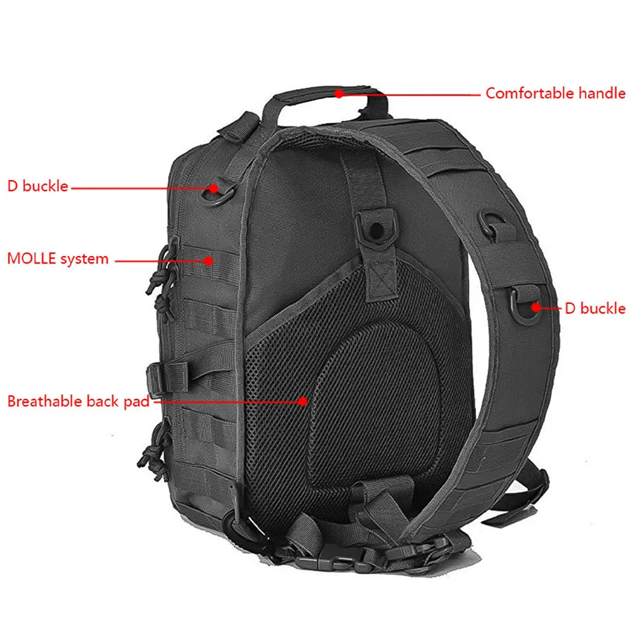 Tactical Military Sling Backpack Small Sling Rover Shoulder Bag Molle Outdoor Camping Daypack Backpack With Adjustable Strap