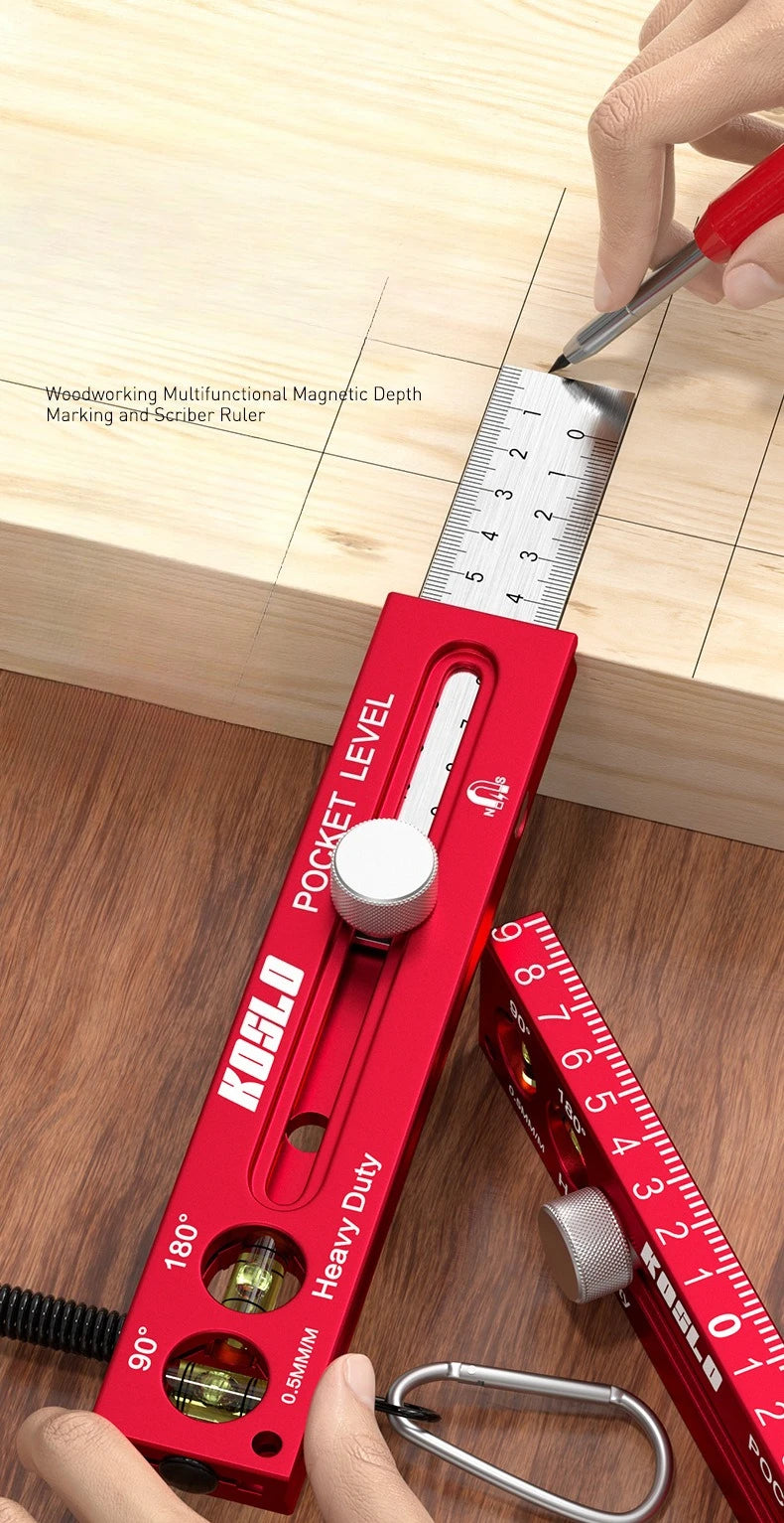 Woodworking ToolsRuler Precision Pocket Ruler Slide Ruler Inch/Metric T-Track Metal Slide Stops Aluminum Precision Rulerler