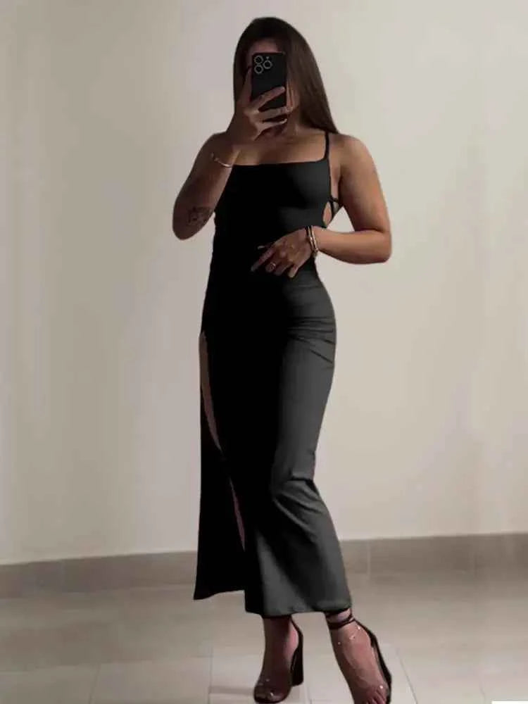 2025 explosive new dress summer high sensibility halter strap Spice Girl bag hip dress