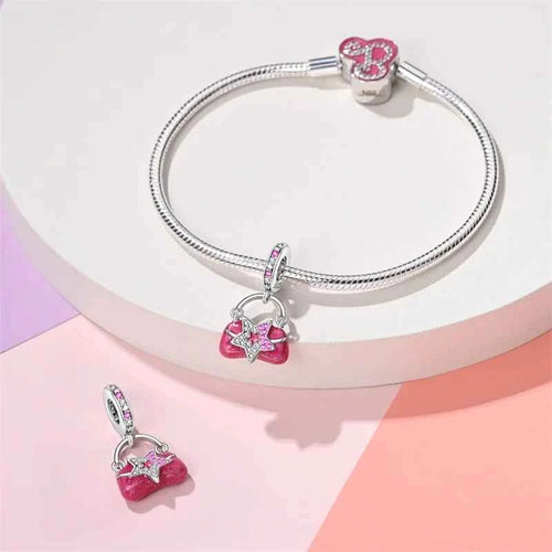 925 Silver Pink Princess Skirt Butterfly High Heels Fashion Bag Charms Beads Fit Pandach 925 Original Bracelets Fine DIY Jewelry