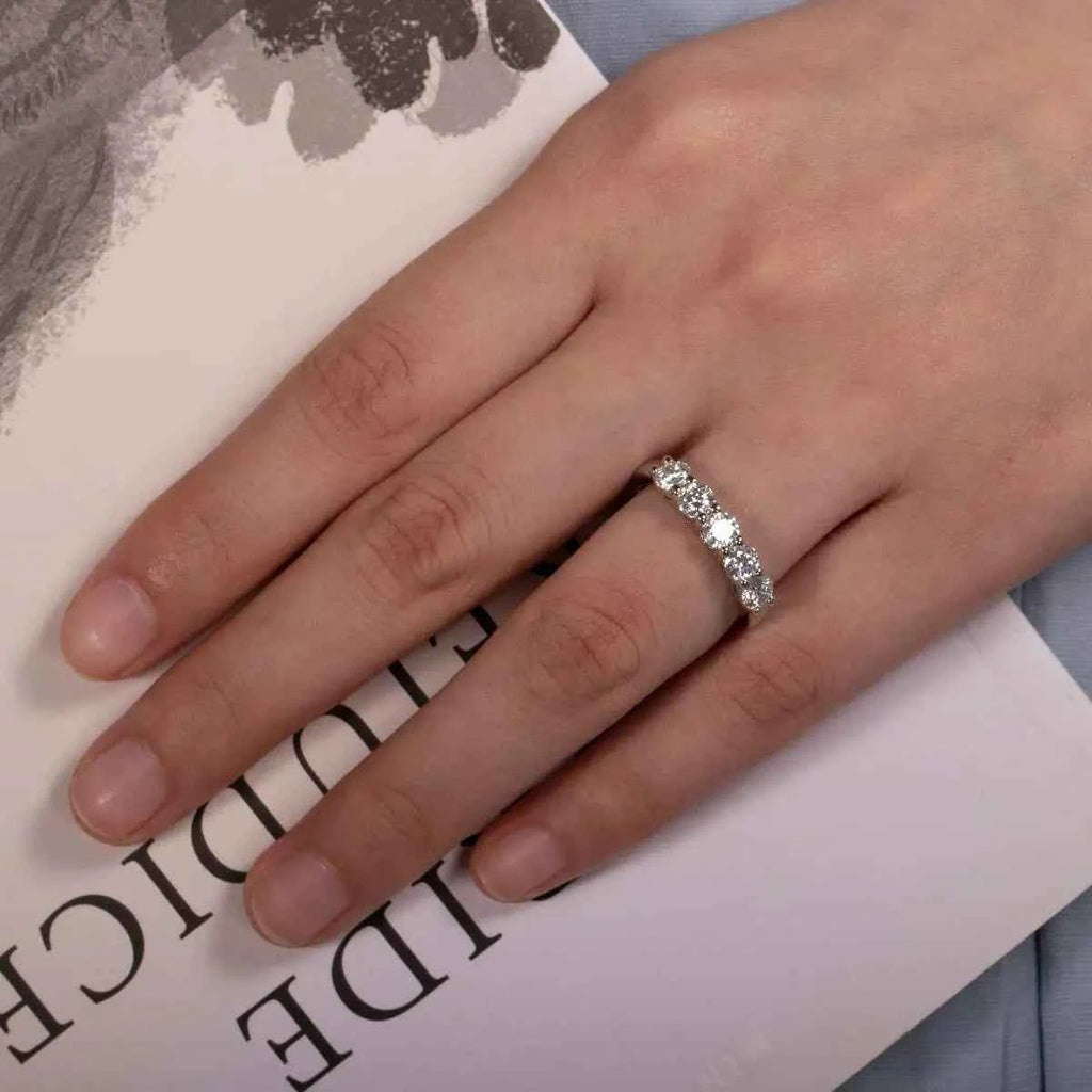 AnuJewel 4mm Moissanite Wedding Band Ring