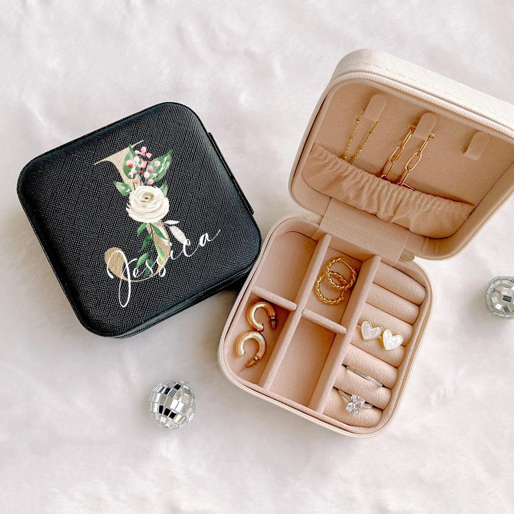 Personalized Jewelry Boxes for Girls Custom Travel Jewelry Case Portable Small Jewelry Organizer Box Bridesmaid Proposal Gifts