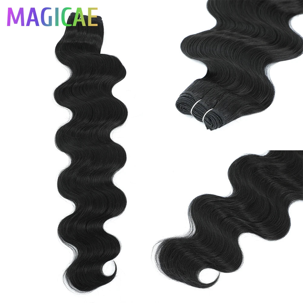 Magicae 30Inches 200G Piano Blonde SP12/16/613 Ombre Brown 6# Body Wave Bundles High Temperature Synthetic Hair Extensions