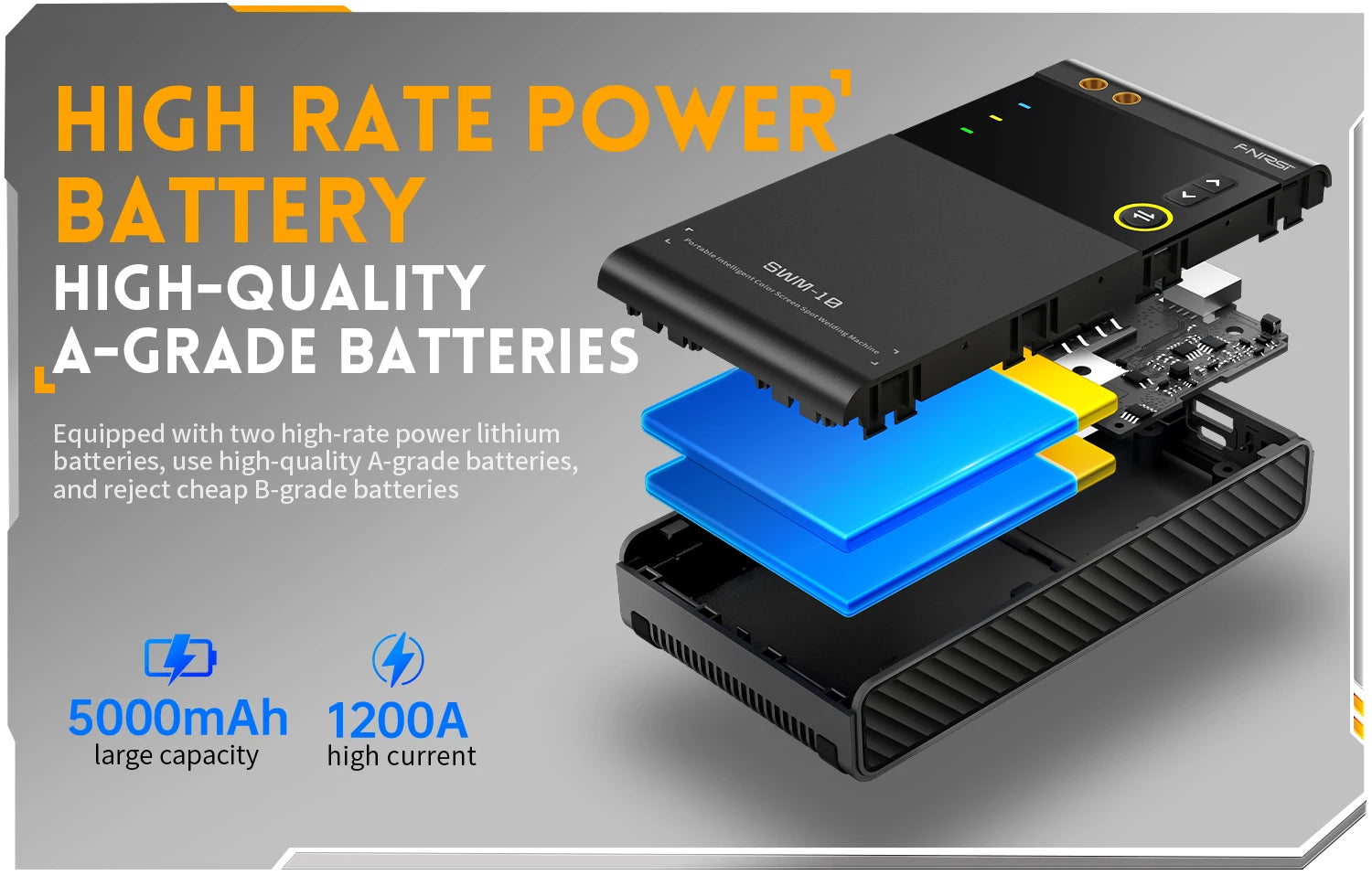 FNIRSI SWM-10 spot welder, 18650 battery assembly, up to 0.25mm, 5000mAh