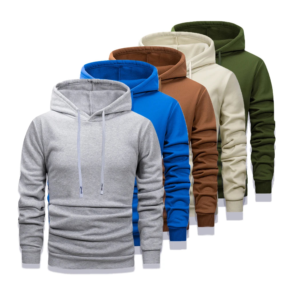 Spring and Autumn Solid Color Sports Hoodies Fleece Men's and Women's Sweatshirts Trendy Pullovers Couples Hoodies